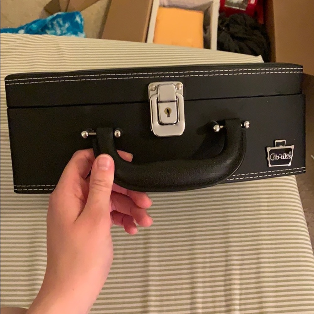 Lock and key faux leather caboodles